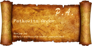 Petkovits Andor névjegykártya