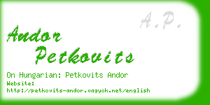 andor petkovits business card